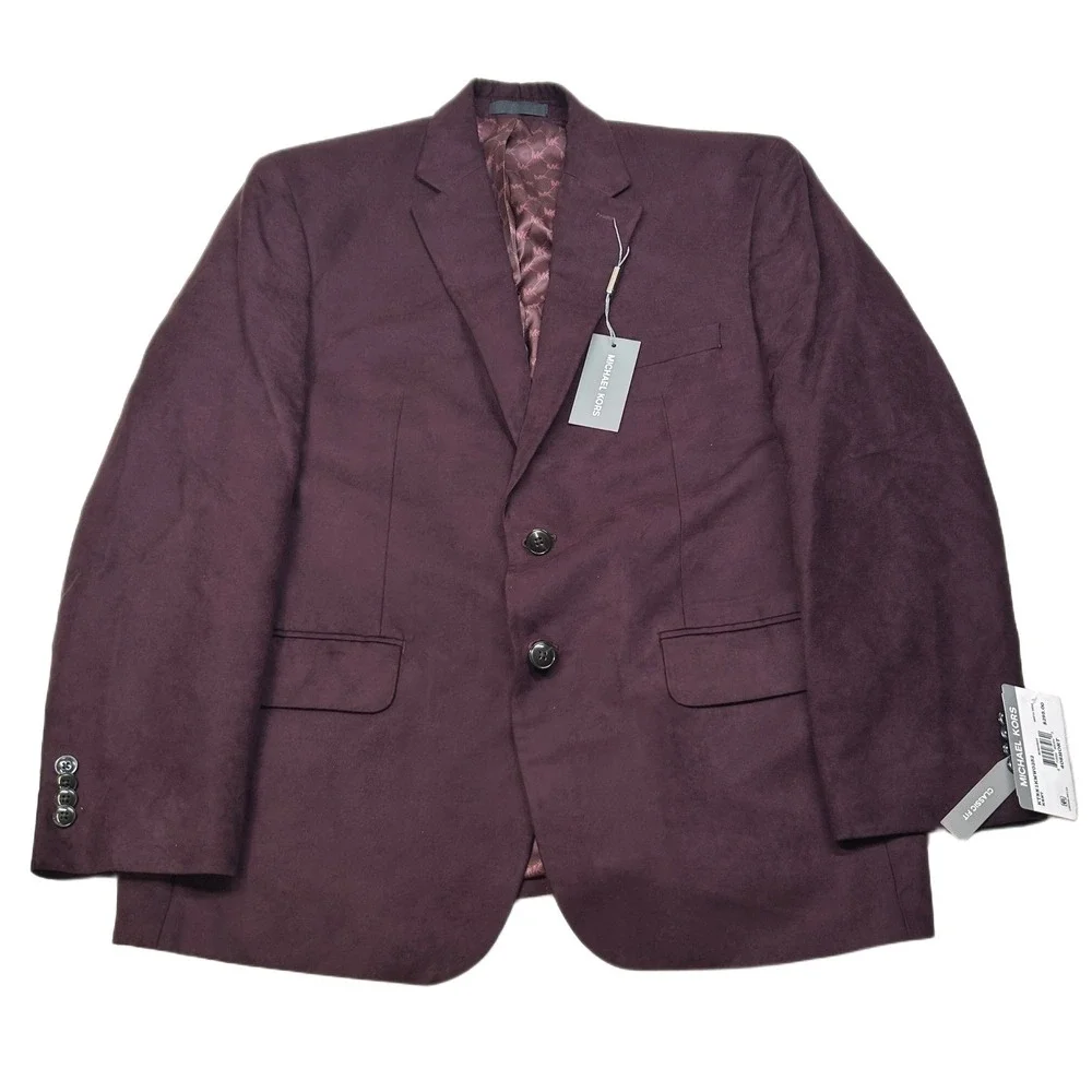 Michael Kors Faux Suede Sport Coat Mens 40S 40 Burgundy Red Classic Fit $295 NEW